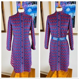 1960s Vibrant Blue Red Orange Dress Coat XS/S 2/4